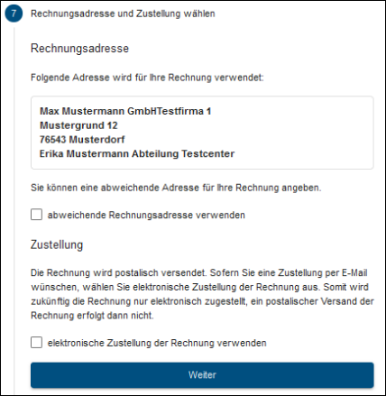 dakota Rechnungsadresse