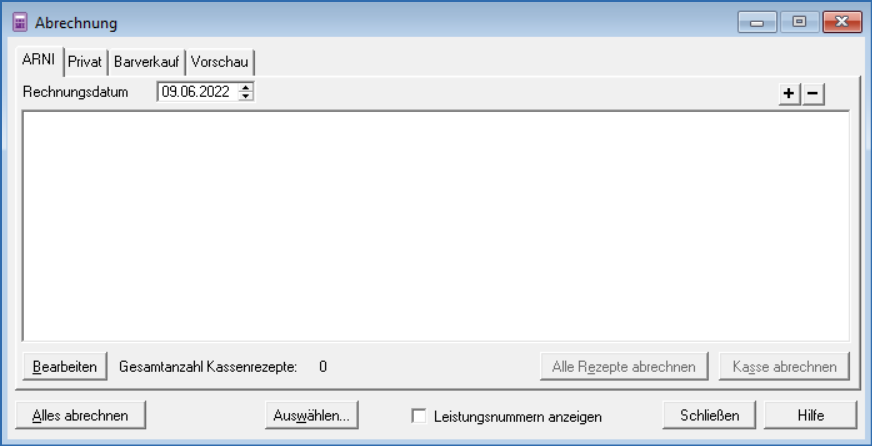 Register ARNI Abrechnung