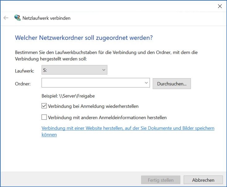 Netzwerklaufwerk verbinden