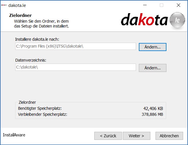 dakota installationspfad