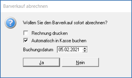 Info Barverkauf abrechnen
