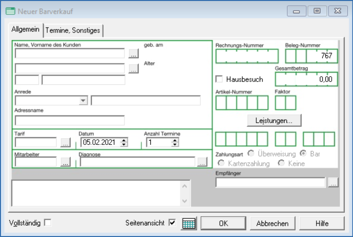 Fenster Neuer Barverkauf