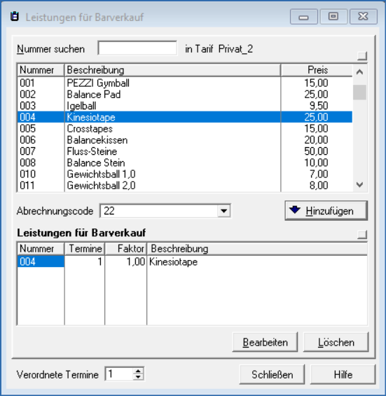Barverkauf Therapiemittel