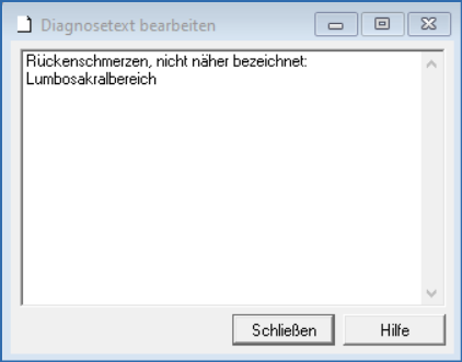 Textfenster Diagnosen