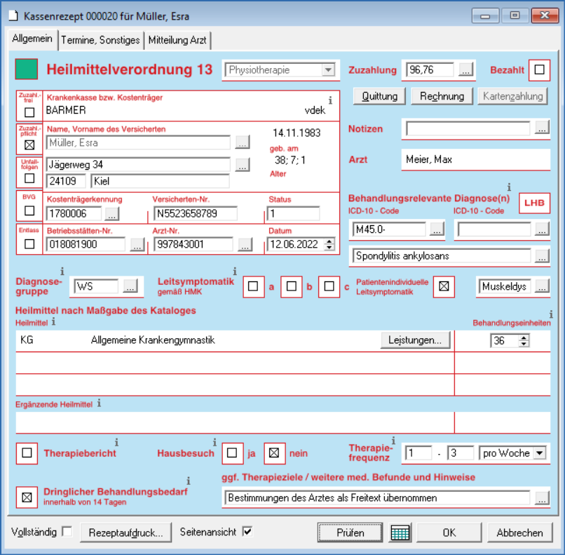 Neues Kassenrezept LHB