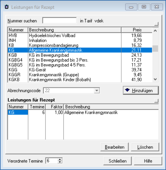 Fenster Leistungen für Rezept