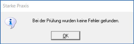 Infofenster Prüfung fehlerfrei