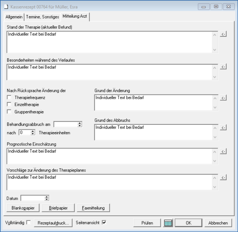 Fenster Mitteilung Arzt