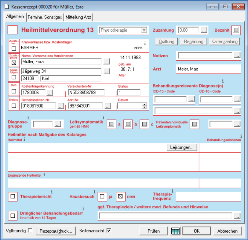 Neues Kassenrezept mit Patient