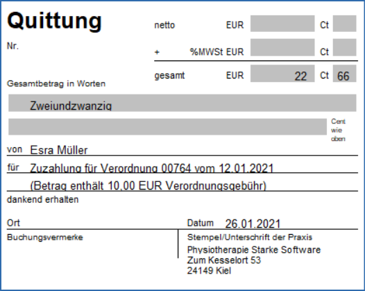 Zuzahlungsquittung