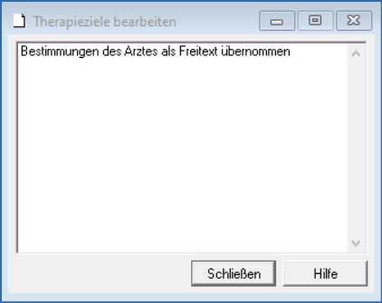 Textfenster Therapieziele