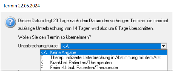 Unterbrechungskürzel Optionen