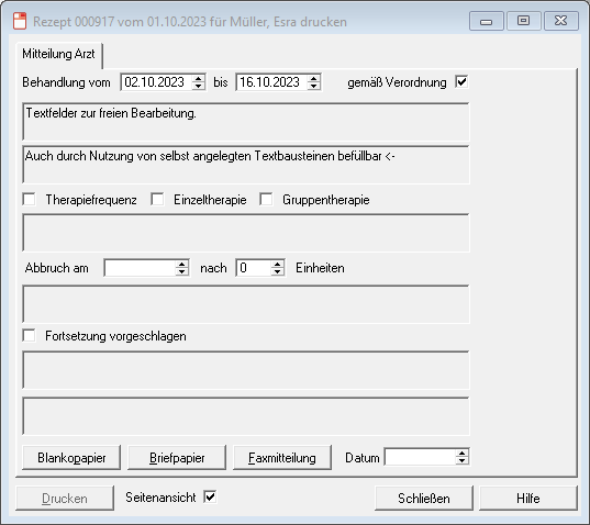 Mitteilung Arzt Textbeispiel