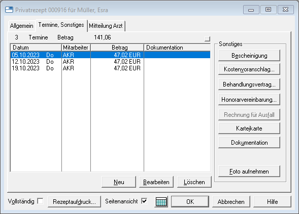 Termine Sonstiges mit Termindaten