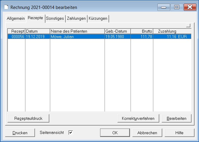 Rechnung bearbeiten Rezepte