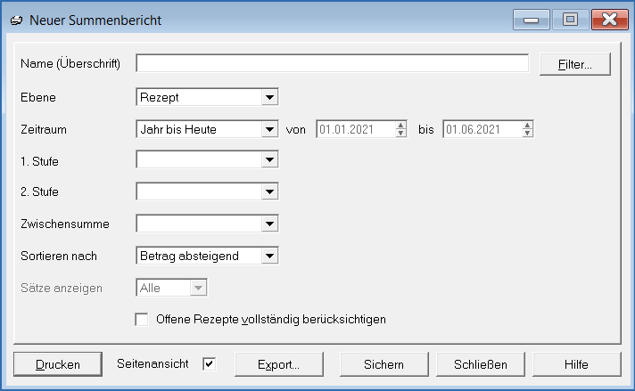 Bericht Summenbericht