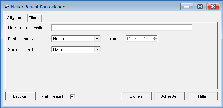 Bericht Kontostände