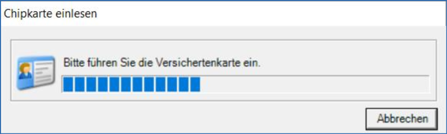 Statusmeldung Versichertenkarte einlesen