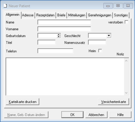 Fenster Neuer Patient
