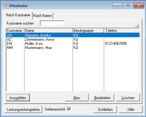 Liste der Mitarbeiter