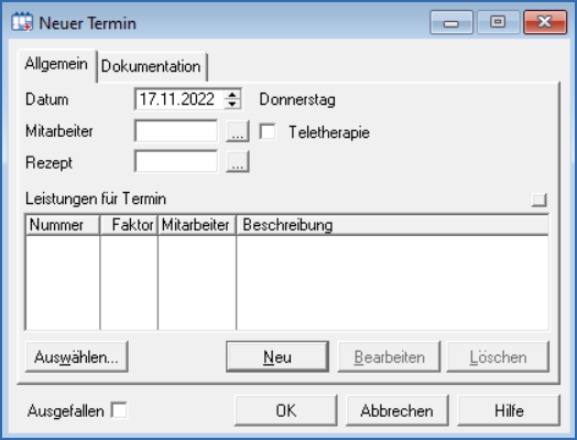Fenster Neuer Termin
