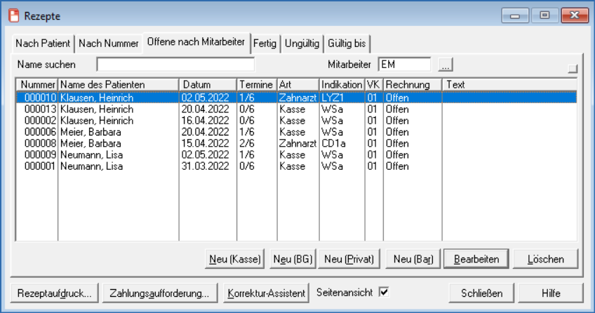 Rezepte nach Mitarbeiter