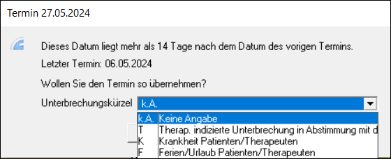 Unterbrechung Status