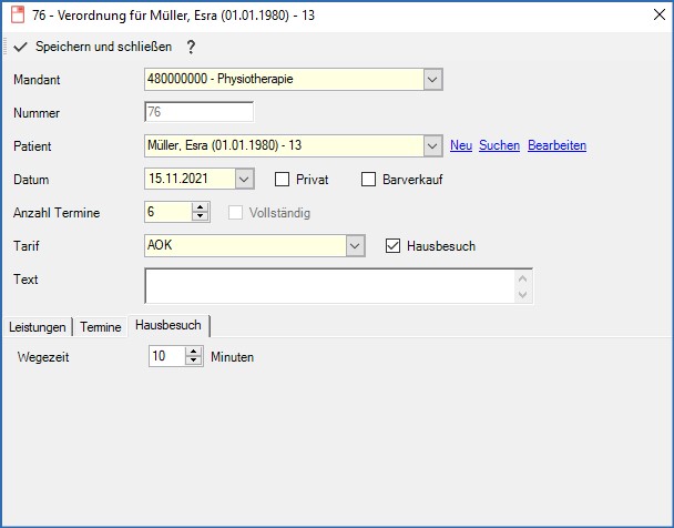 Verordnung mit Hausbesuch