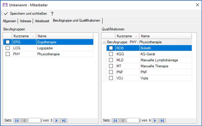 Berufsgruppe und Qualifikationen