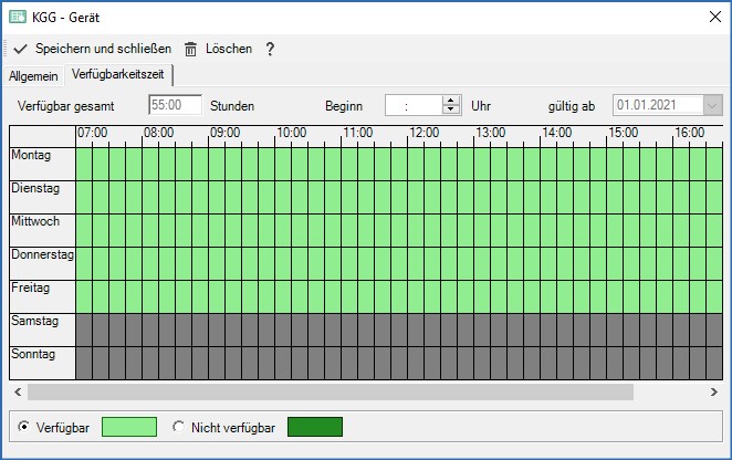 Gerät Verfügbarkeitszeit