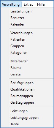 Menü Verwaltung