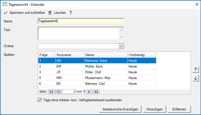 Tagesansicht Kalender