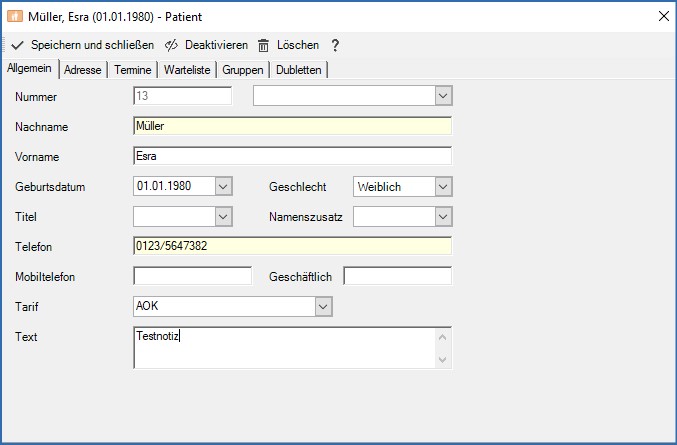 Patientennotiz STARKE Termine