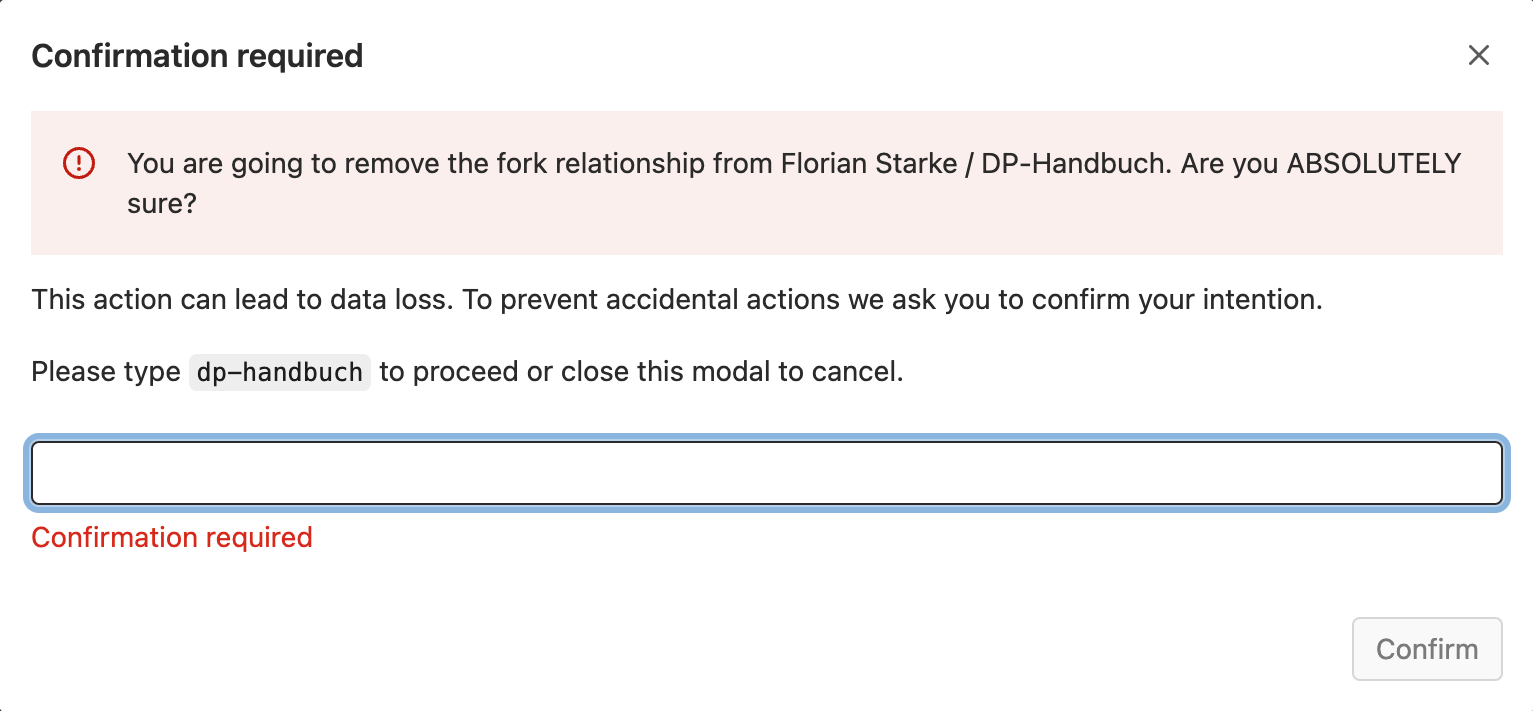 Bestätigung erforderlich