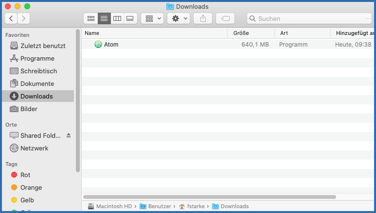 Programm Atom verschieben