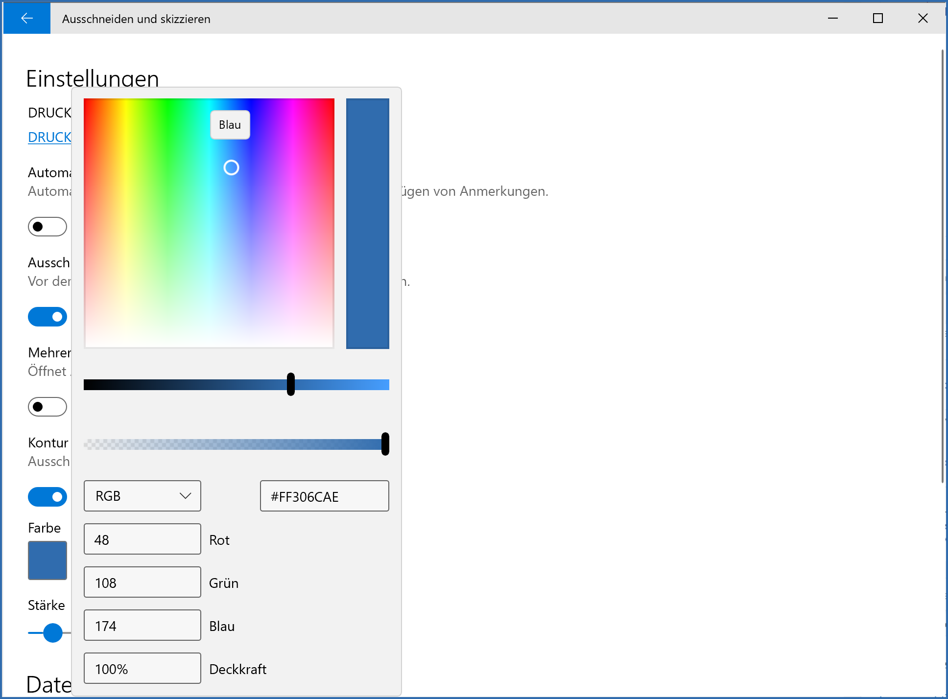 Ausschneiden und Skizzieren Rahmenfarbe