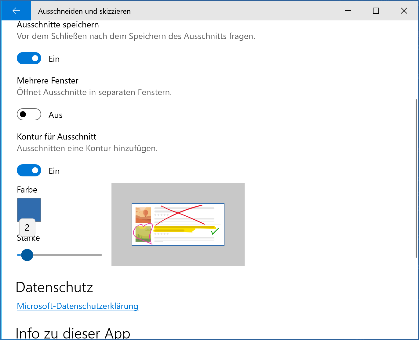 Ausschneiden und Skizzieren Rahmenstärke 2 Pixel