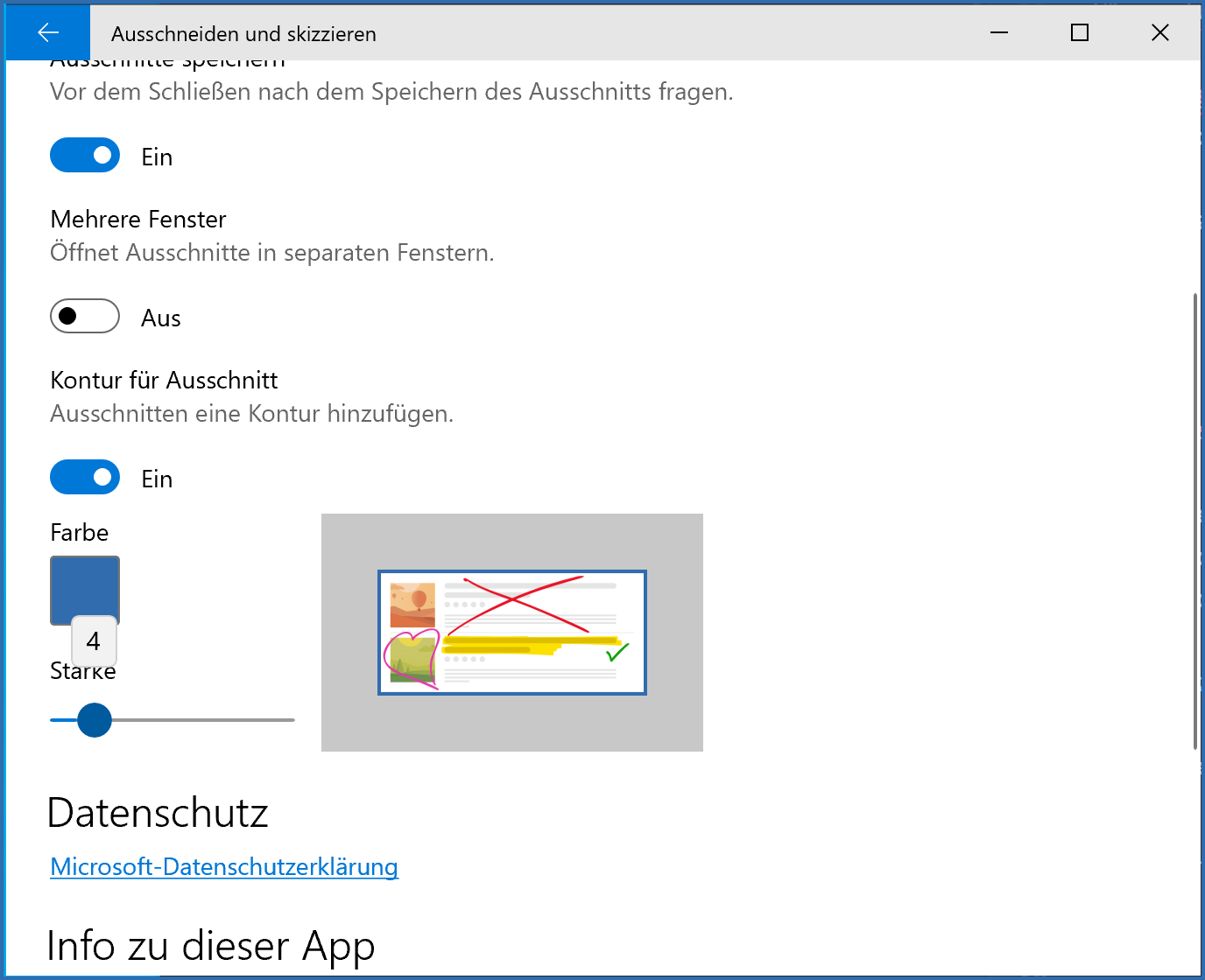 Ausschneiden und Skizzieren Rahmenstärke 4 Pixel