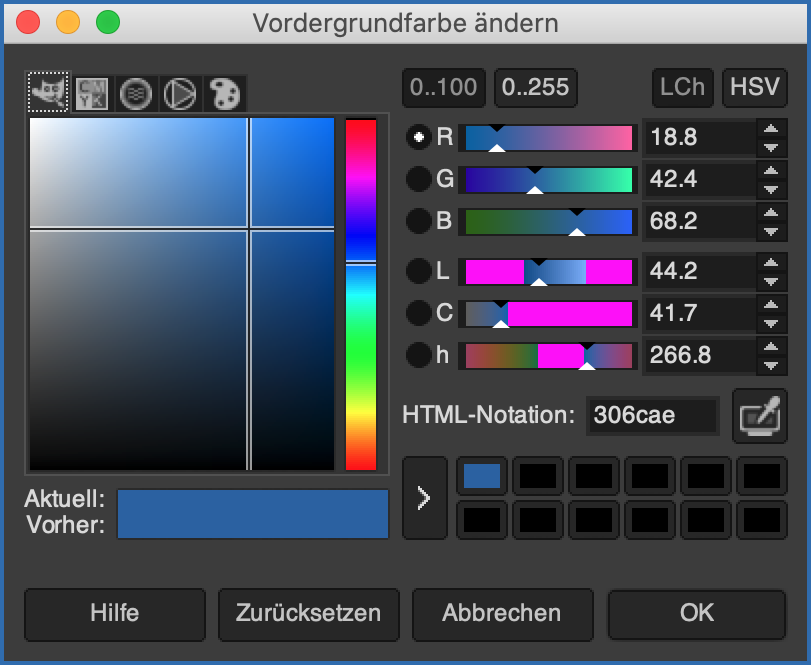 Vordergrundfarbe ändern