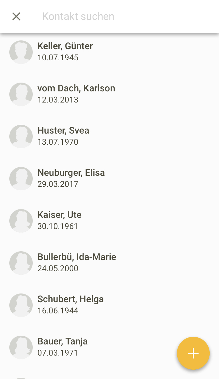 Screenshot App Kontakte Kontakt suchen