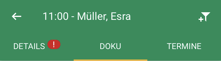 Screenshot App Termine Doku filtern