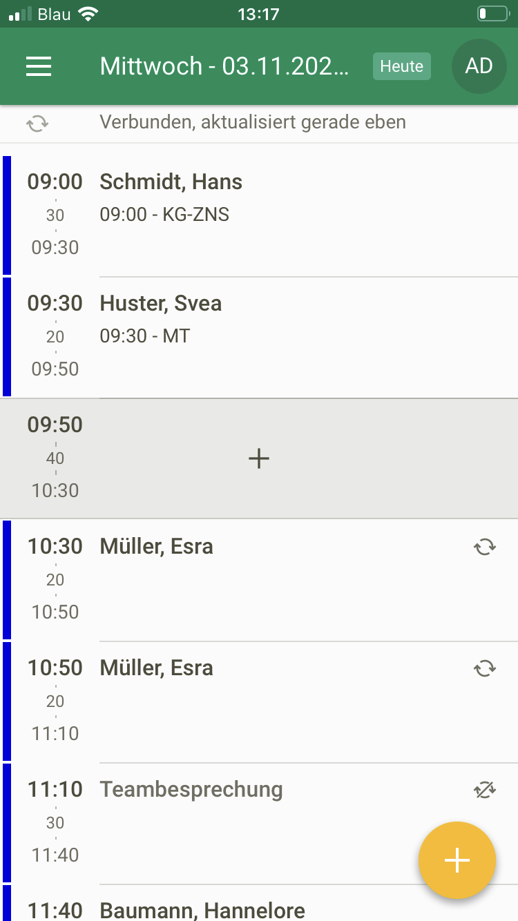 Screenshot App Termine neu anlegen