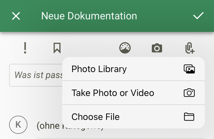 Dokumentation Optionen Datei in Doku anhaengen