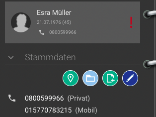 Screenshot Kontakte Kontakt bearbeiten