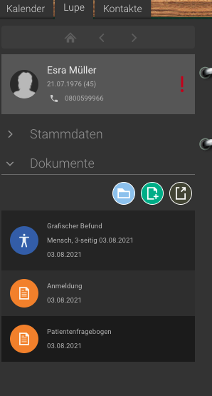 Screenshot Lupe Dokumente