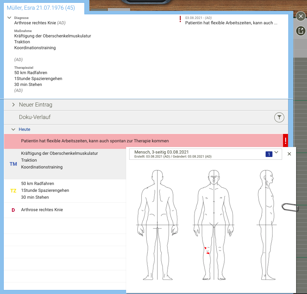 Screenshot Lupe Stammdaten graphische Befunde exportieren