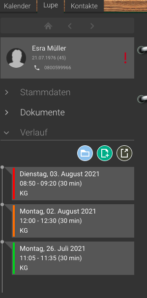 Screenshot Lupe Verlauf