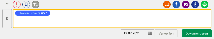 Screenshot Frontoffice Dokumentation Messwert dokumentieren
