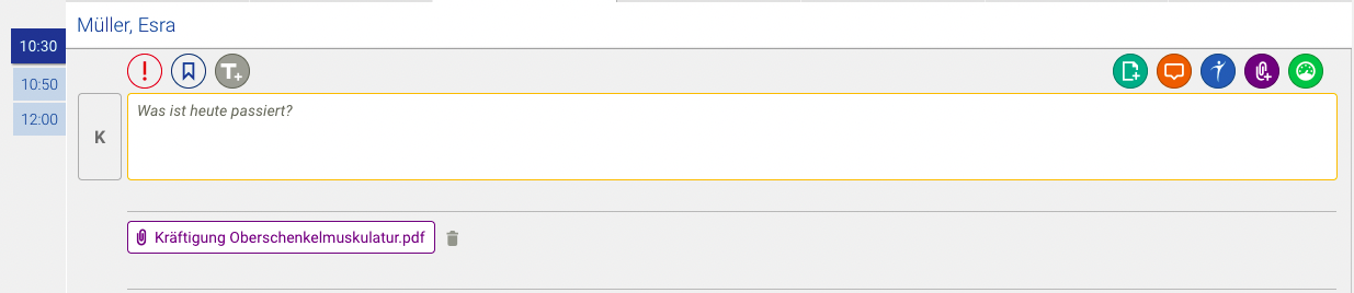 Screenshot Frontoffice Dokumentation PhysioTec-Übungsplan speichern