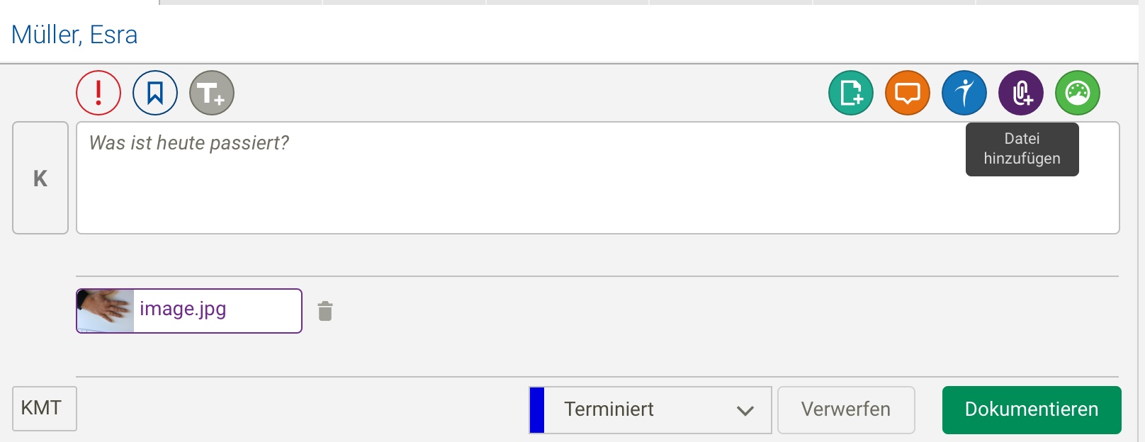 Screenshot Menü Dokumentation Datei oder Bild ausgewählt